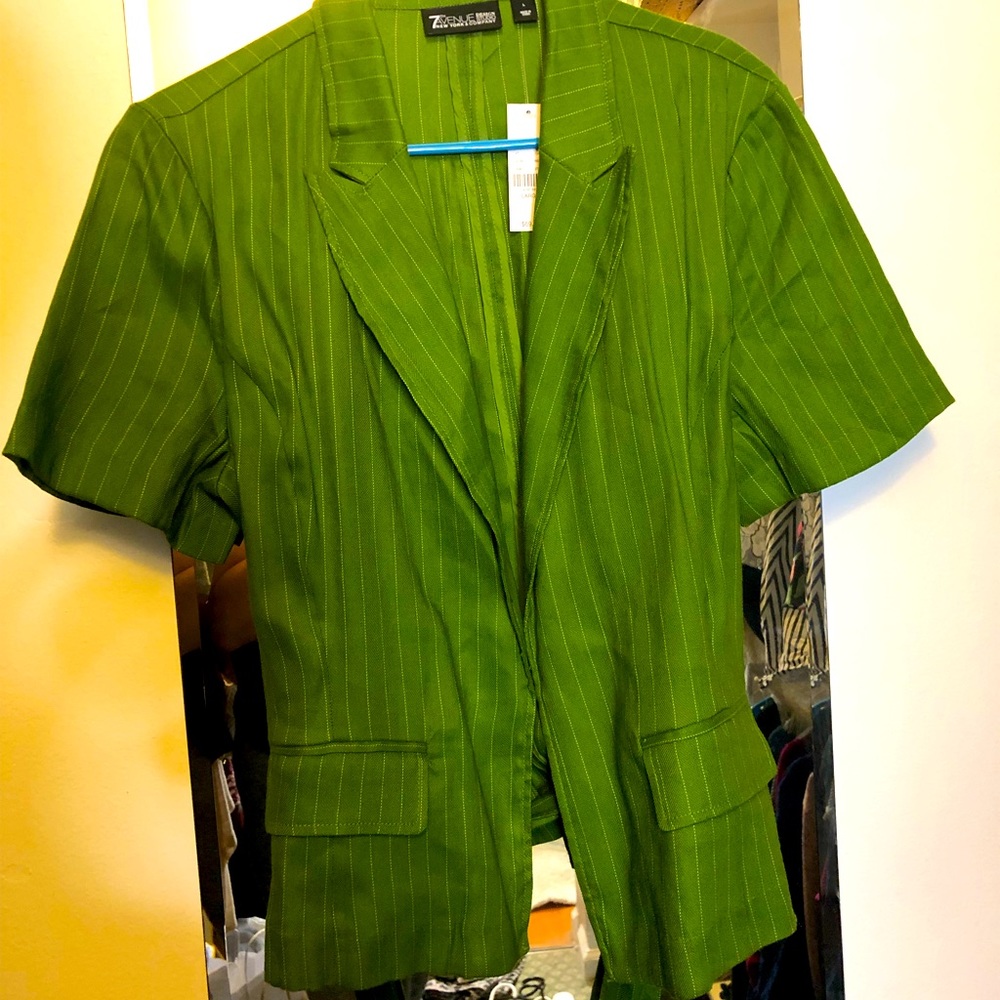 NWT Lime Green Pinstripe Linen Suit Jacket